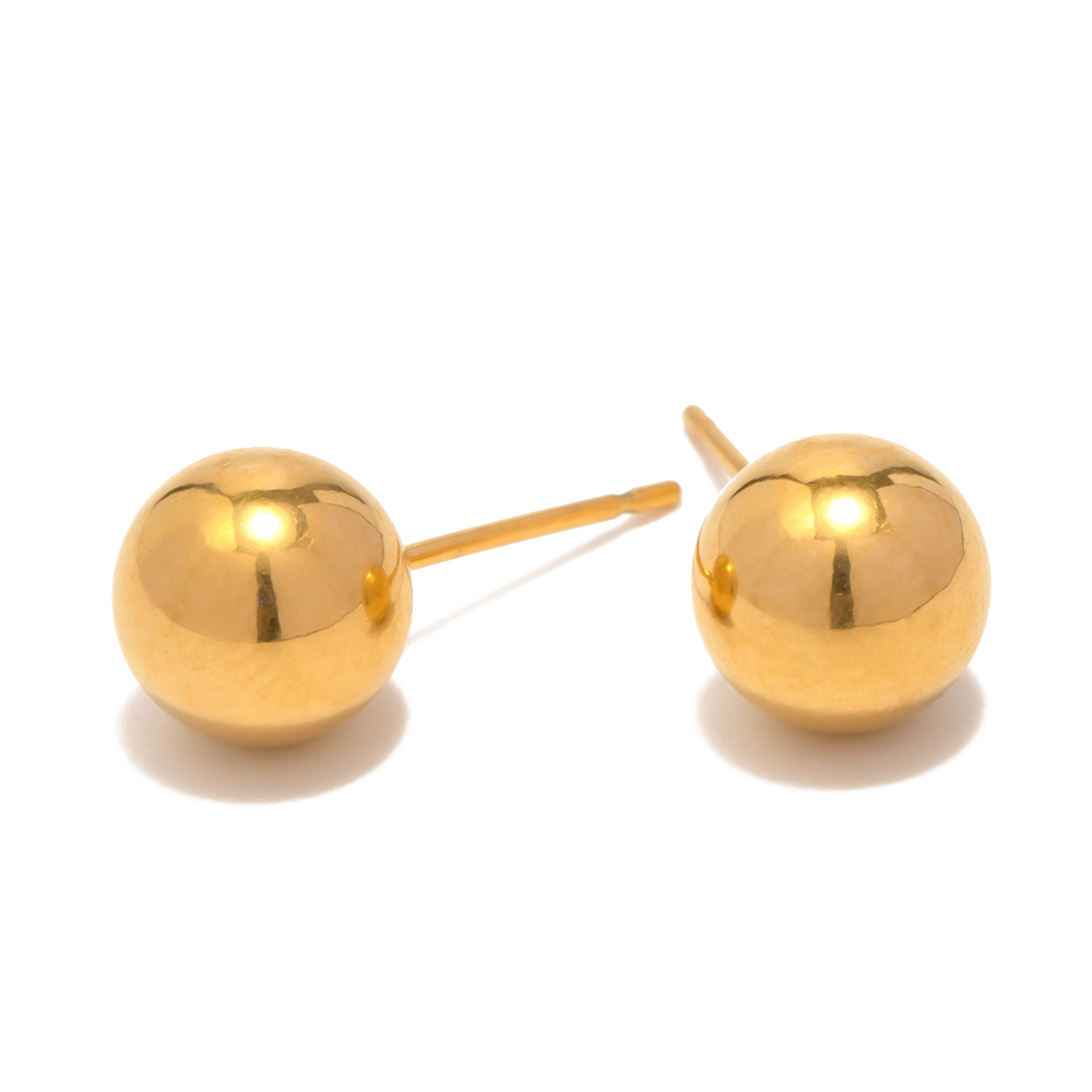 1 Par Estilo Sin Estilo Simple Bola Enchapado Acero Inoxidable Chapado En Oro De 18 Quilates. Pendientes display picture 6