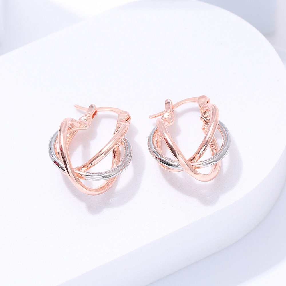 Simple Style Color Block Metal Plating Rose Gold Plated Women's Earrings display picture 3