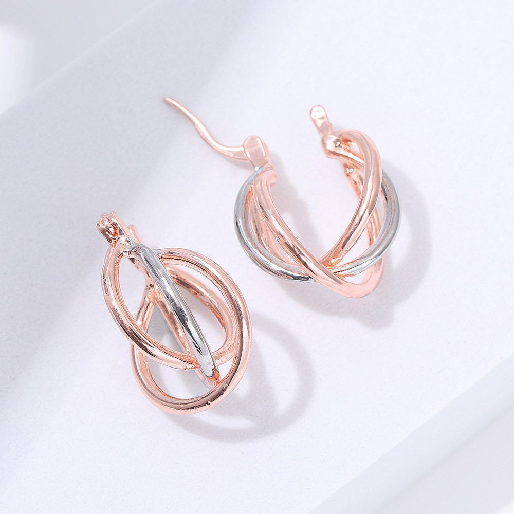 Simple Style Color Block Metal Plating Rose Gold Plated Women's Earrings display picture 5