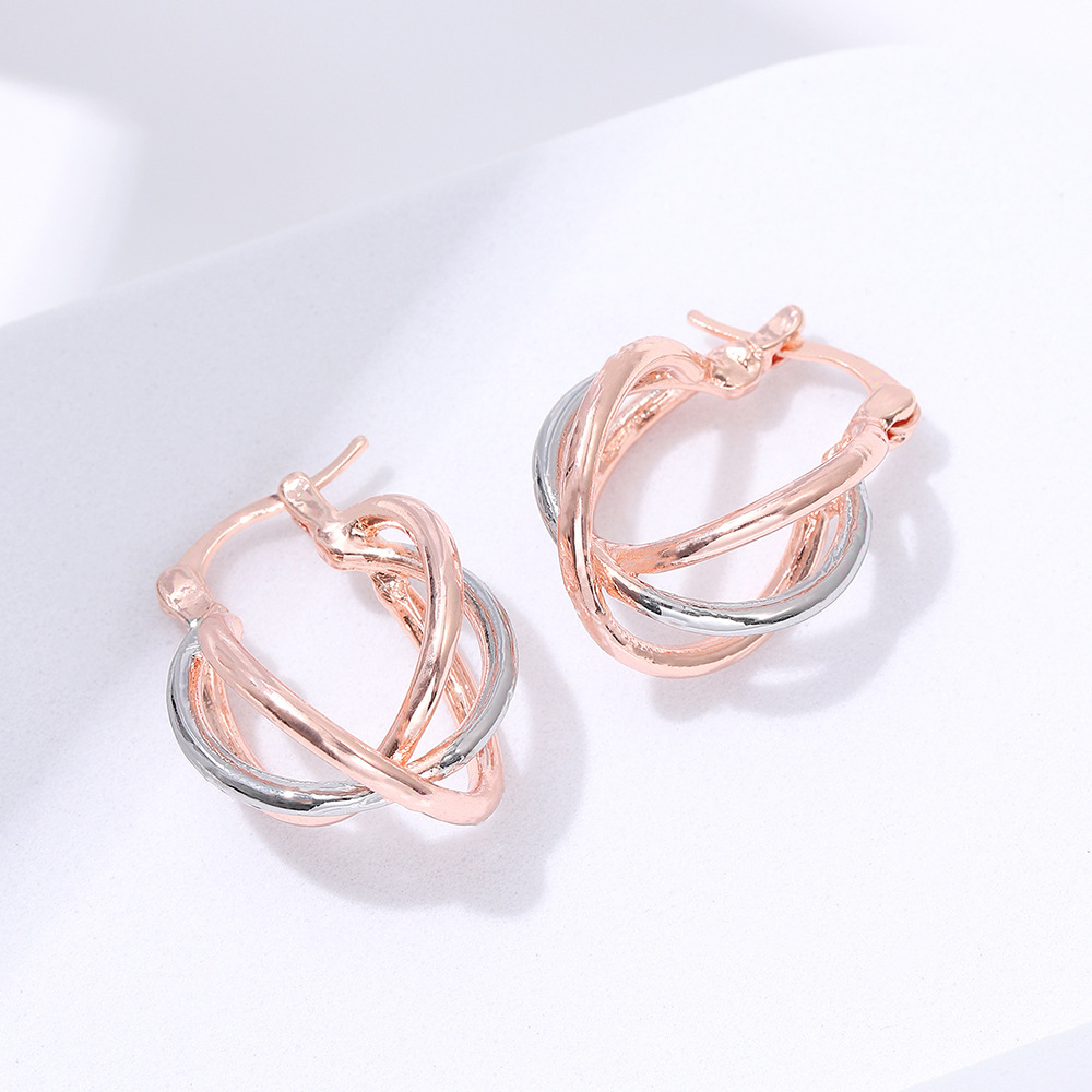 Simple Style Color Block Metal Plating Rose Gold Plated Women's Earrings display picture 4