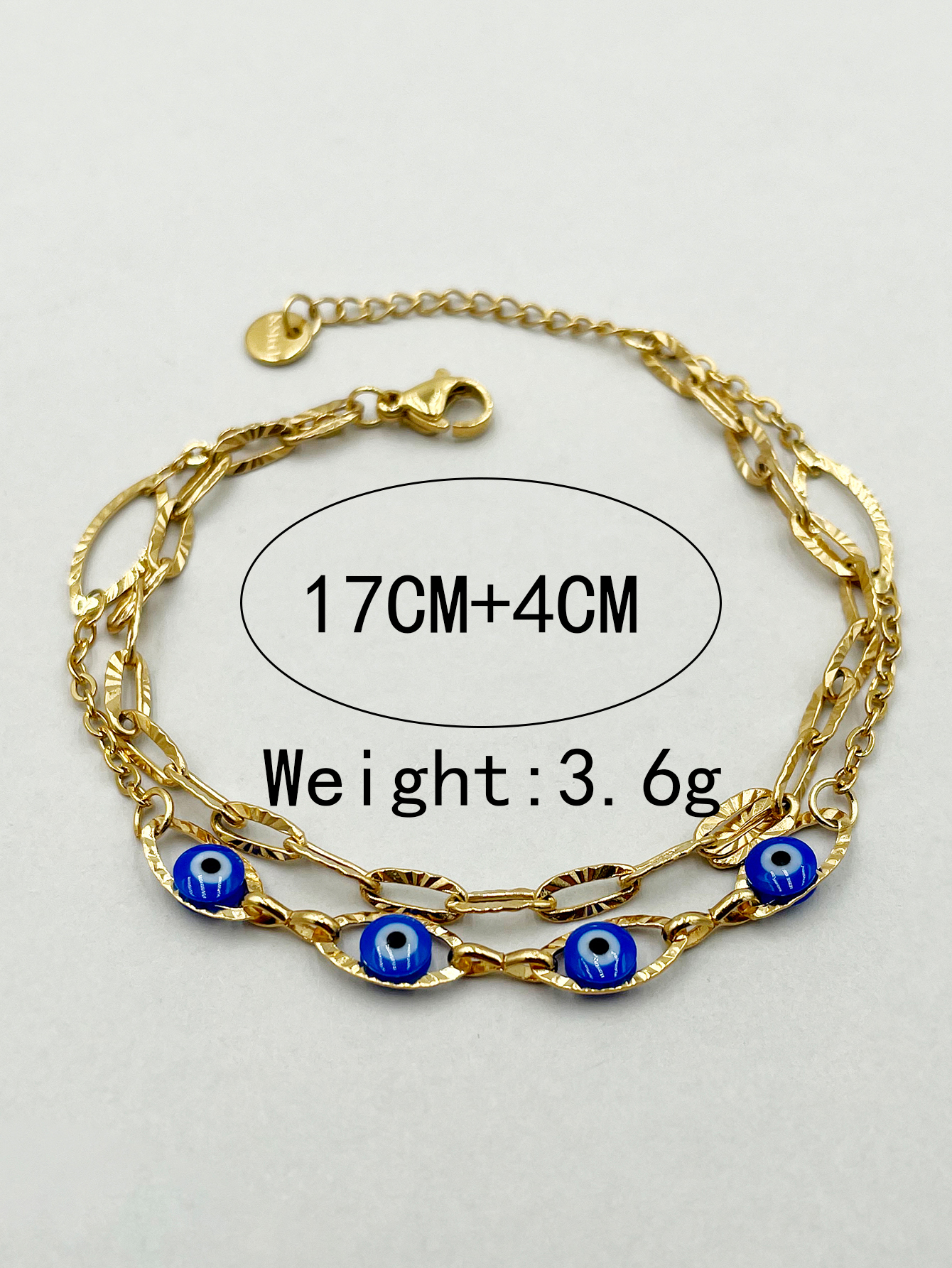 Wholesale Jewelry Modern Style Simple Style Devil'S Eye 304 Stainless Steel 14K Gold Plated Enamel Plating Bracelets display picture 1
