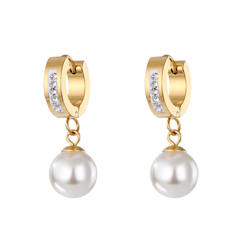 1 Pair Elegant Round Heart Shape Stainless Steel Artificial Pearl Plating Inlay Zircon Drop Earrings display picture 3
