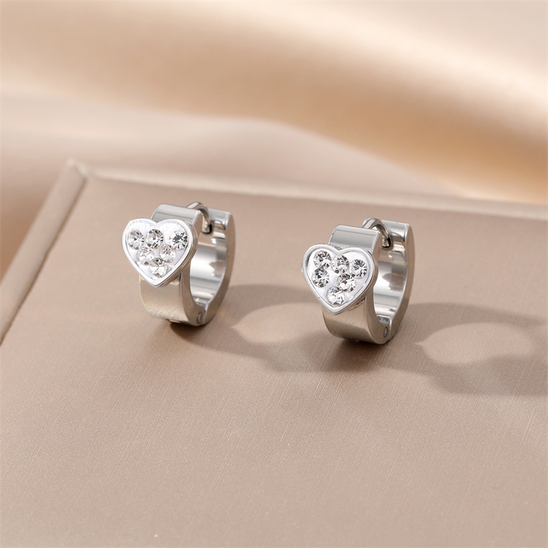 1 Pair Elegant Round Heart Shape Stainless Steel Artificial Pearl Plating Inlay Zircon Drop Earrings display picture 6