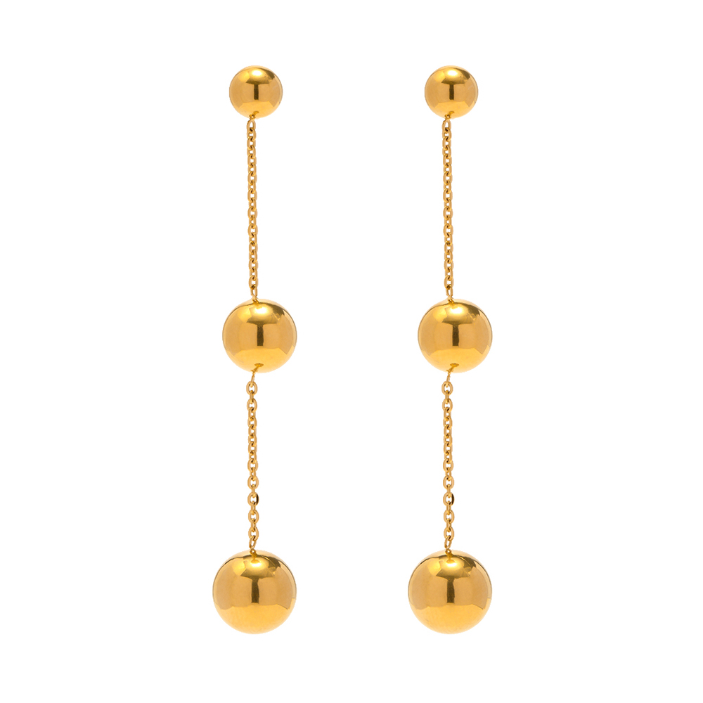 1 Pair Elegant Ball Stainless Steel Plating 18k Gold Plated Drop Earrings display picture 3