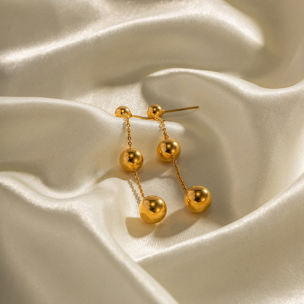 1 Pair Elegant Ball Stainless Steel Plating 18k Gold Plated Drop Earrings display picture 4