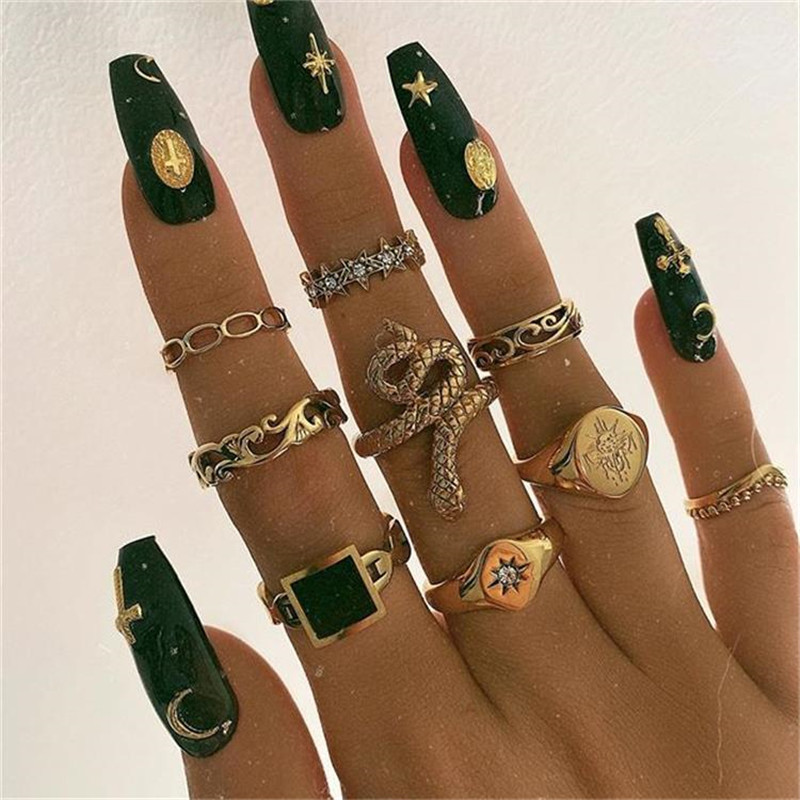 Retro Punk Animal Moon Skull Alloy Plating Hollow Out Inlay Artificial Gemstones Artificial Pearls Artificial Diamond Gold Plated Silver Plated Women's Wide Band Ring Open Ring Rings display picture 1