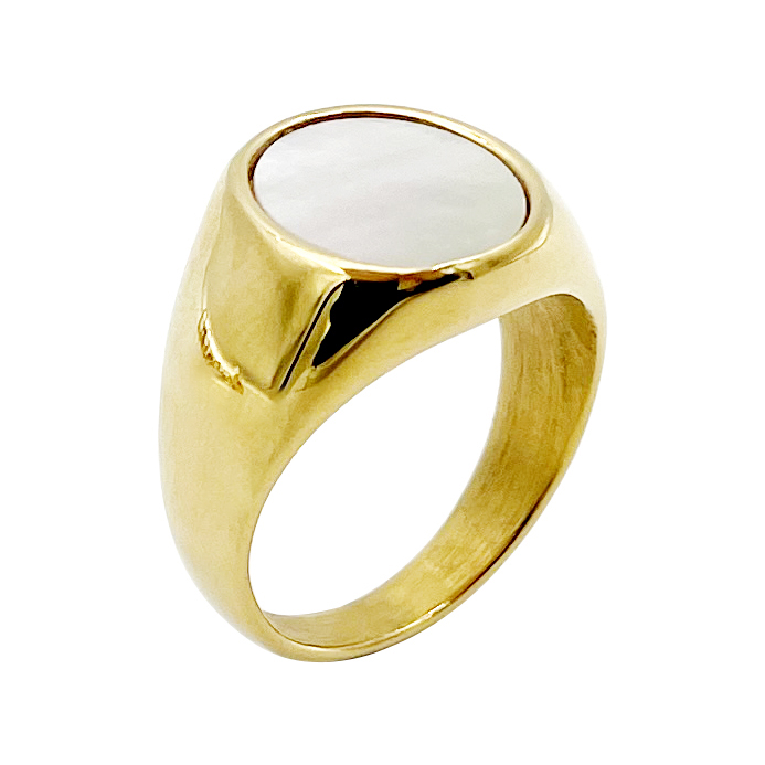 Casual Simple Style Round 14K Gold Plated Shell 304 Stainless Steel Wholesale Rings display picture 4