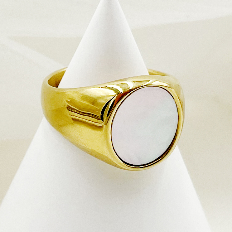 Casual Simple Style Round 14K Gold Plated Shell 304 Stainless Steel Wholesale Rings display picture 1