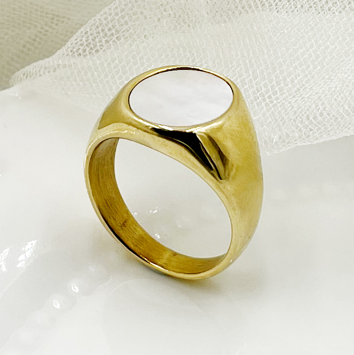 Casual Simple Style Round 14K Gold Plated Shell 304 Stainless Steel Wholesale Rings display picture 2