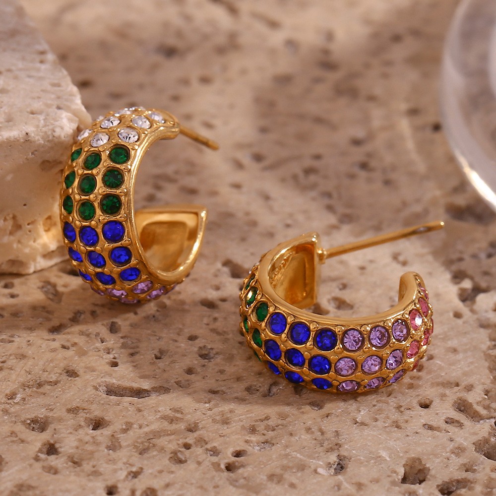 Vintage Style Simple Style Classic Style Color Block Stainless Steel Plating Inlay Zircon 18k Gold Plated Rings display picture 3