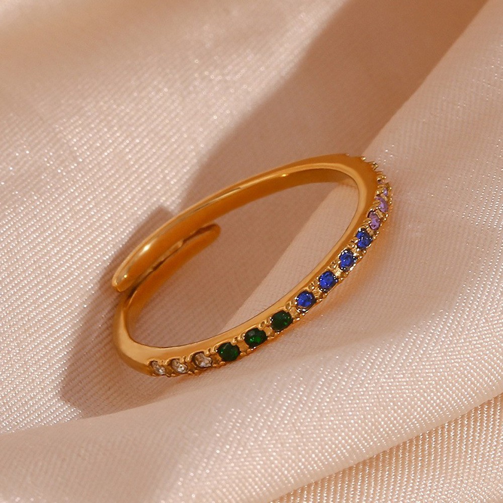 Vintage Style Classic Style Round Stainless Steel Plating Inlay Zircon 18k Gold Plated Rings display picture 6