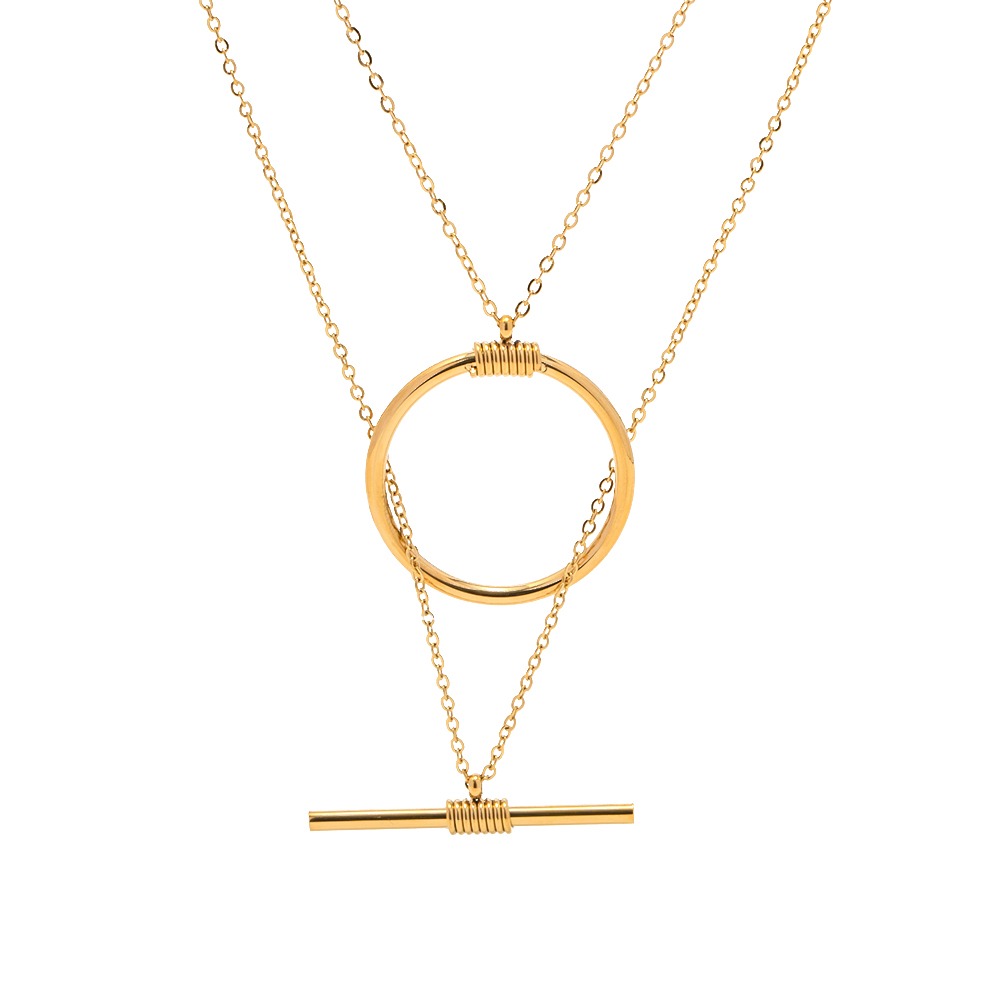 Simple Style Round Stainless Steel Plating Gold Plated Layered Necklaces display picture 1