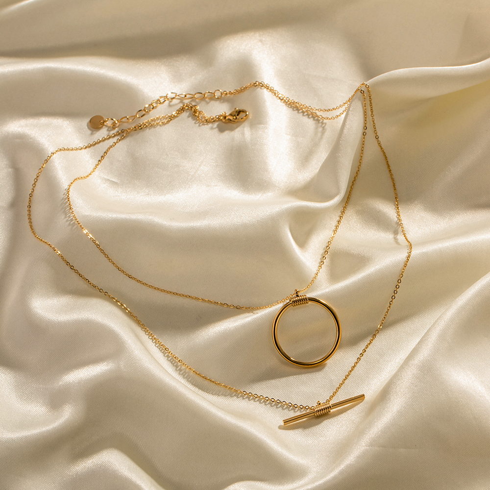 Simple Style Round Stainless Steel Plating Gold Plated Layered Necklaces display picture 3