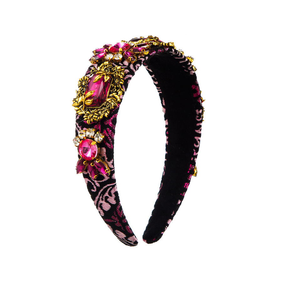 Baroque Style Vacation Classic Style Geometric Cloth Inlay Rhinestones Glass Hair Band display picture 5