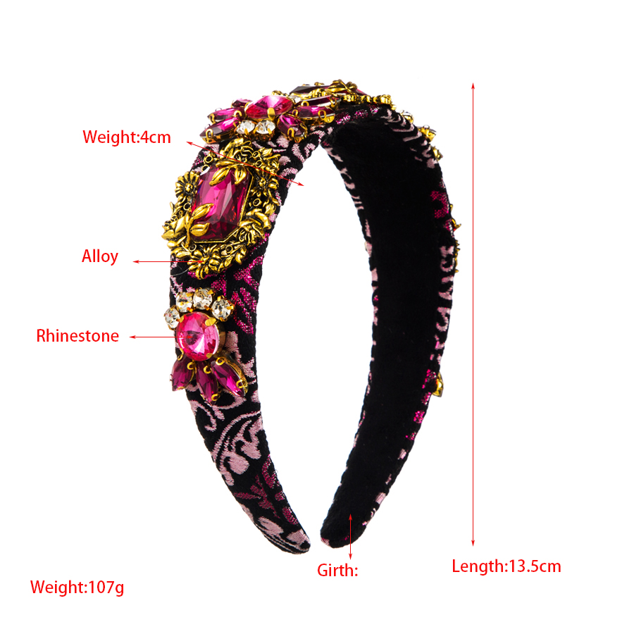 Baroque Style Vacation Classic Style Geometric Cloth Inlay Rhinestones Glass Hair Band display picture 1