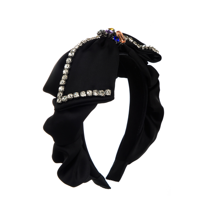 Elegant Baroque Style Bow Knot Cloth Inlay Rhinestones Glass Hair Band display picture 8
