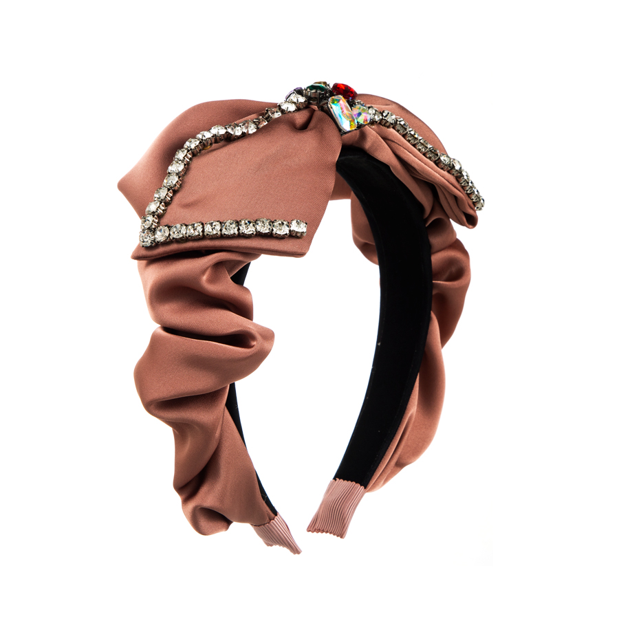 Elegant Baroque Style Bow Knot Cloth Inlay Rhinestones Glass Hair Band display picture 6