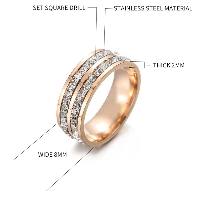 Casual Simple Style Round Stainless Steel Epoxy Plating Inlay Zircon Rings display picture 4