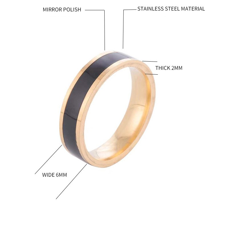 Casual Simple Style Round Stainless Steel Polishing Epoxy Plating Rings display picture 5