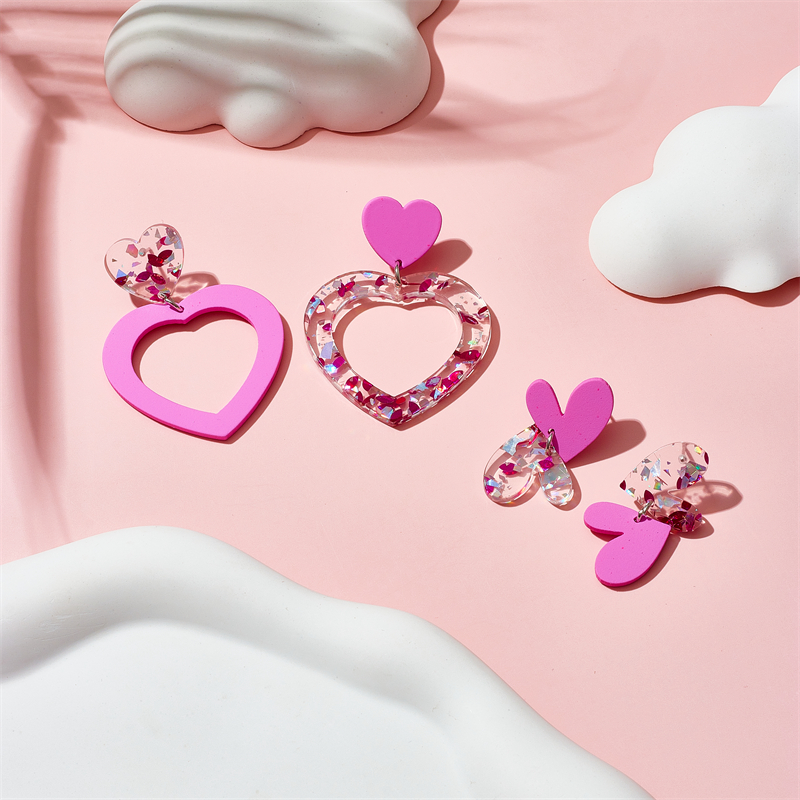 Sweet Heart Shape Arylic Women's Drop Earrings display picture 1