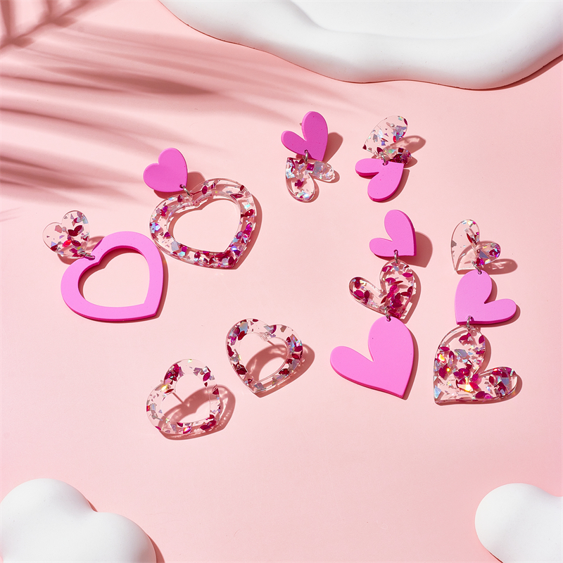 Sweet Heart Shape Arylic Women's Drop Earrings display picture 2