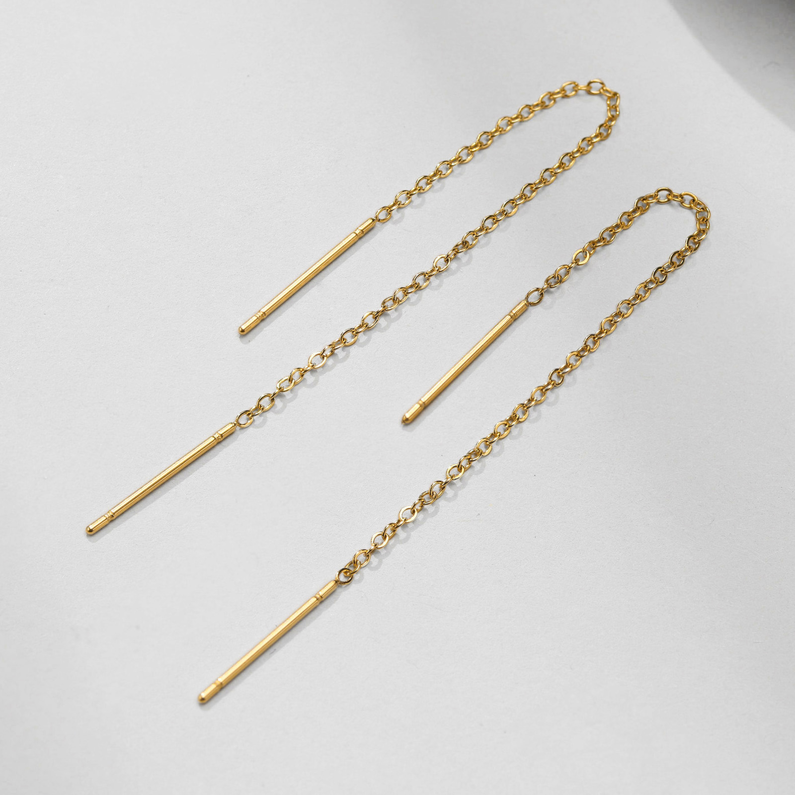 1 Pair INS Style Simple Style Solid Color Tassel Plating 304 Stainless Steel Ear Line display picture 8