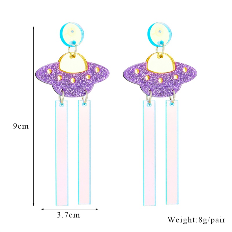 Cartoon Style Funny Novelty Ufo Arylic Women's Dangling Earrings display picture 2