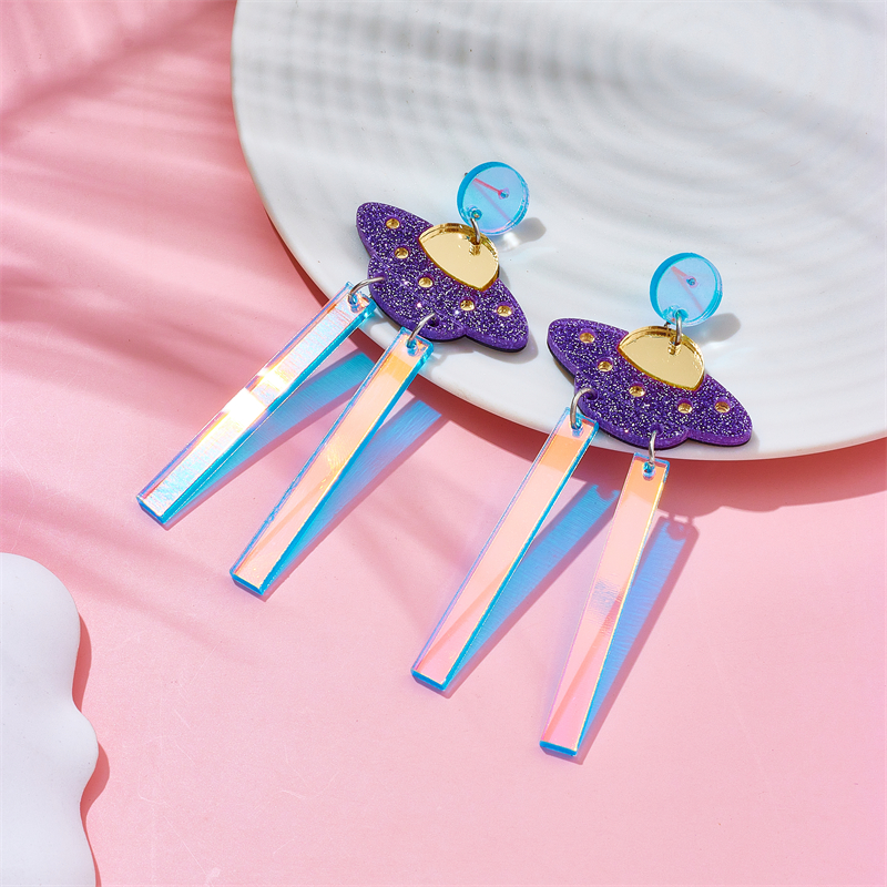 Cartoon Style Funny Novelty Ufo Arylic Women's Dangling Earrings display picture 5