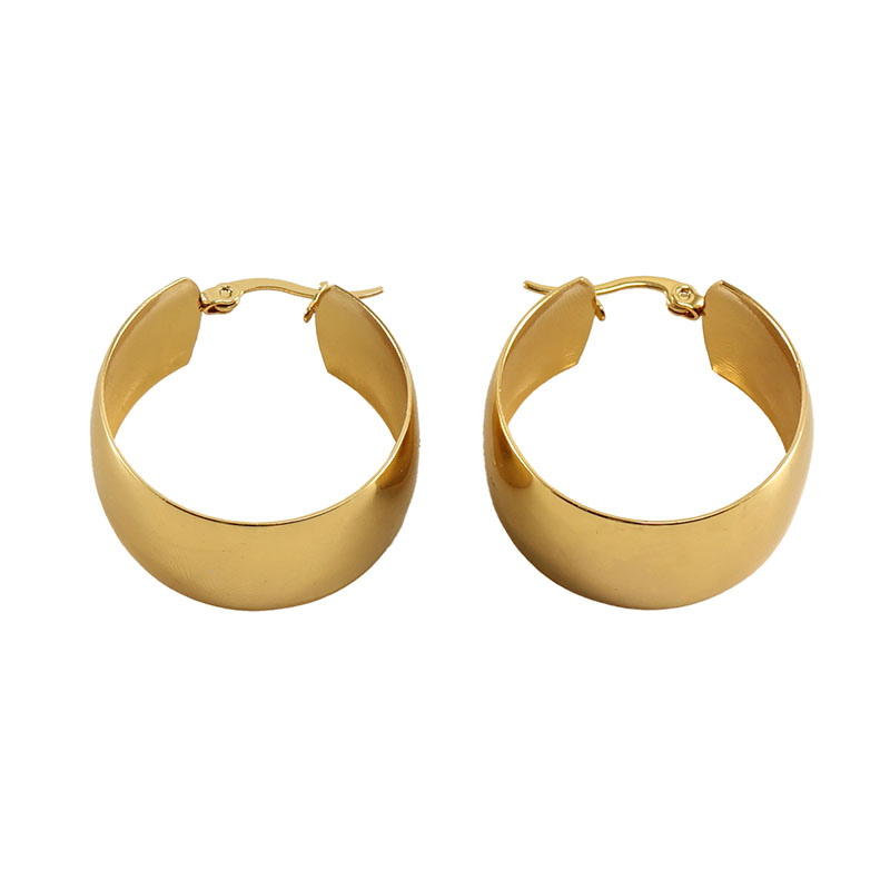 1 Pair Exaggerated French Style Round Plating Stainless Steel Titanium Steel 18K Gold Plated Hoop Earrings display picture 1