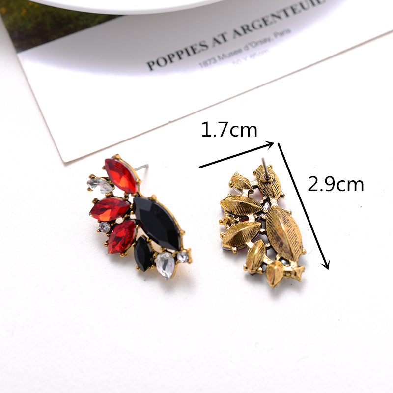 Streetwear Color Block Arylic Alloy Rhinestone Plating Gold Plated Women's Ear Studs display picture 2