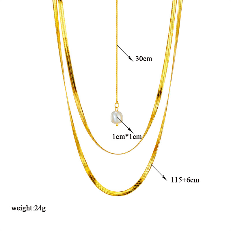Acero Inoxidable 304 Chapados en oro de 18k Elegante Embutido Geométrico El Plastico Collares En Capas display picture 5