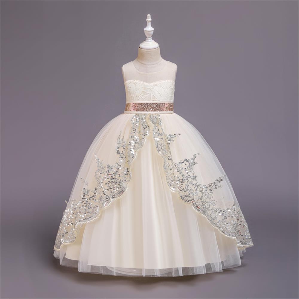 Elegant Princess Solid Color Sequins Polyester Girls Dresses display picture 8