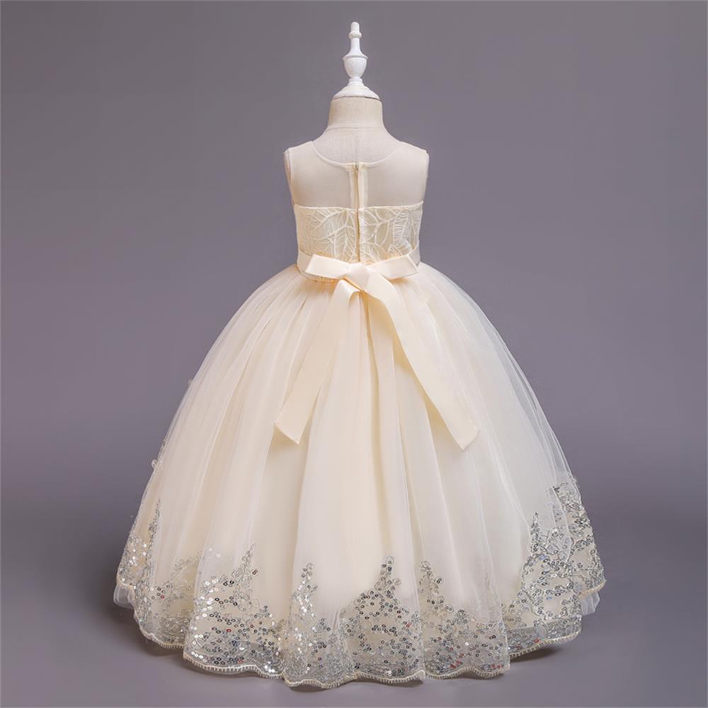 Elegant Princess Solid Color Sequins Polyester Girls Dresses display picture 9