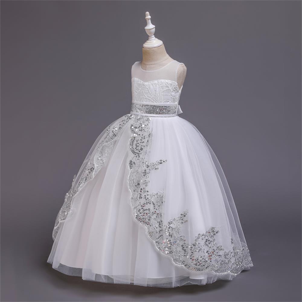 Elegant Princess Solid Color Sequins Polyester Girls Dresses display picture 7