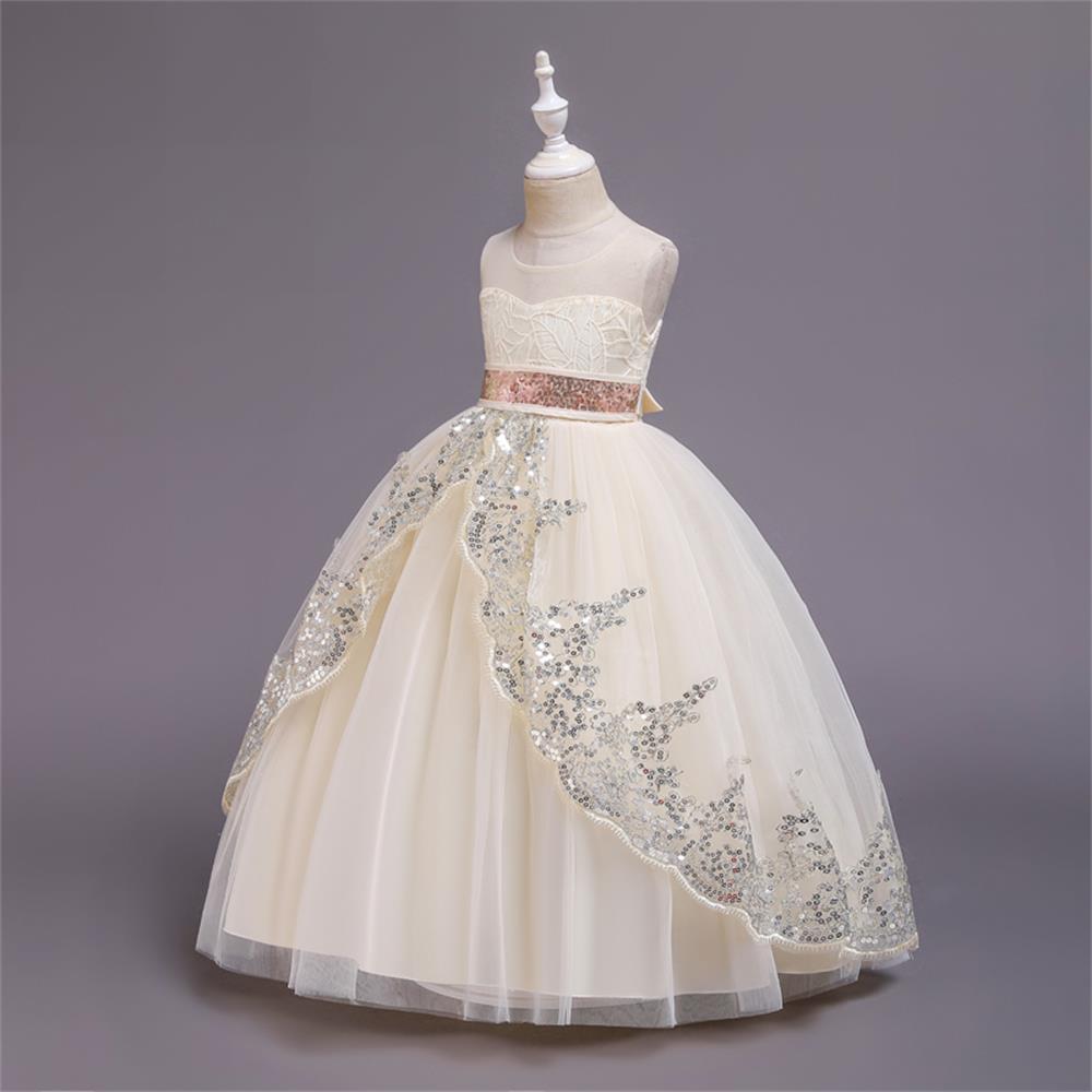 Elegant Princess Solid Color Sequins Polyester Girls Dresses display picture 10