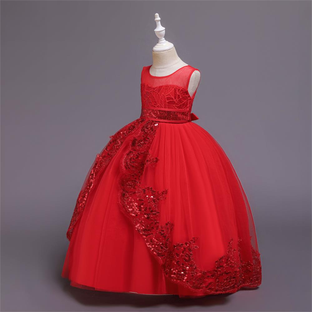 Elegant Princess Solid Color Sequins Polyester Girls Dresses display picture 4