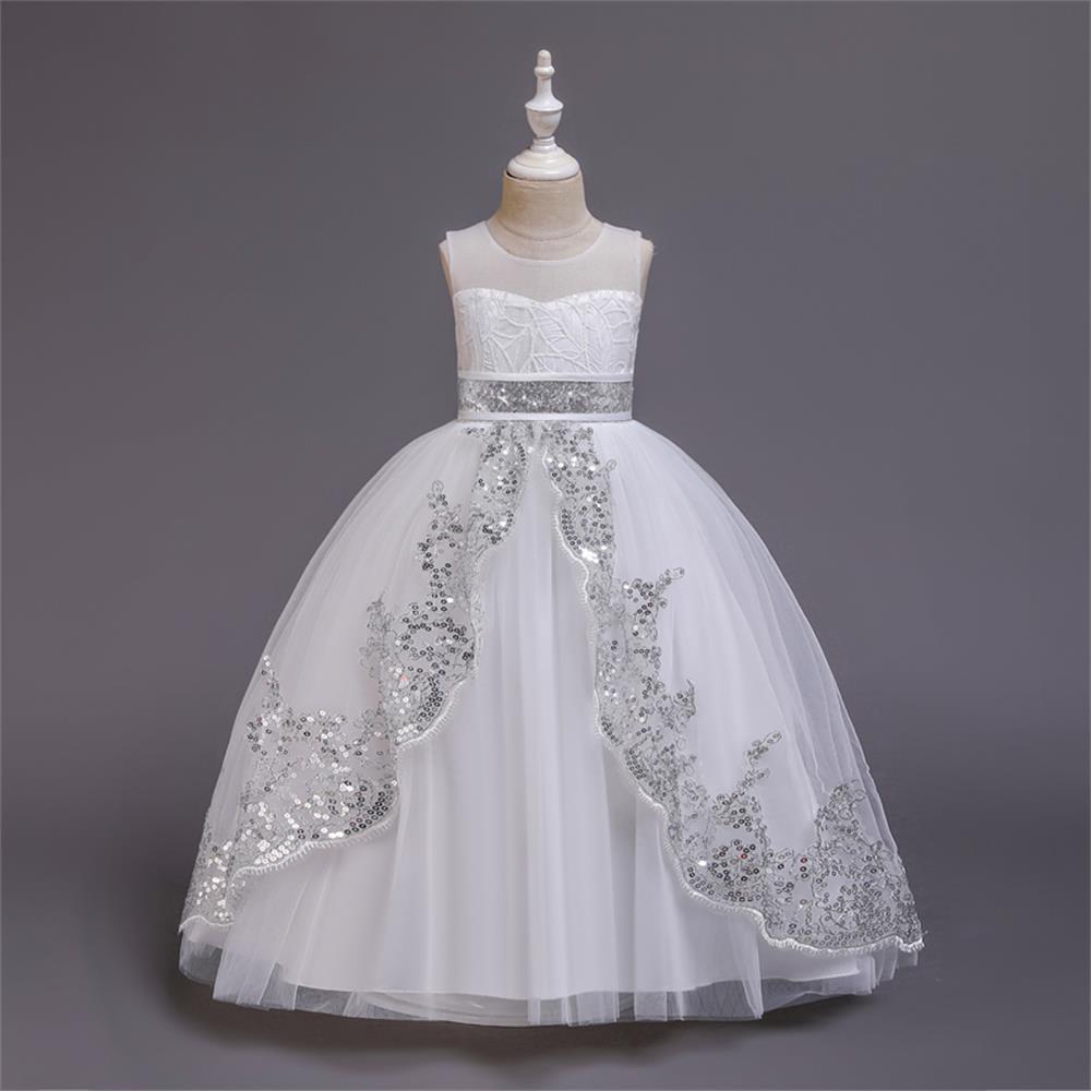 Elegant Princess Solid Color Sequins Polyester Girls Dresses display picture 5