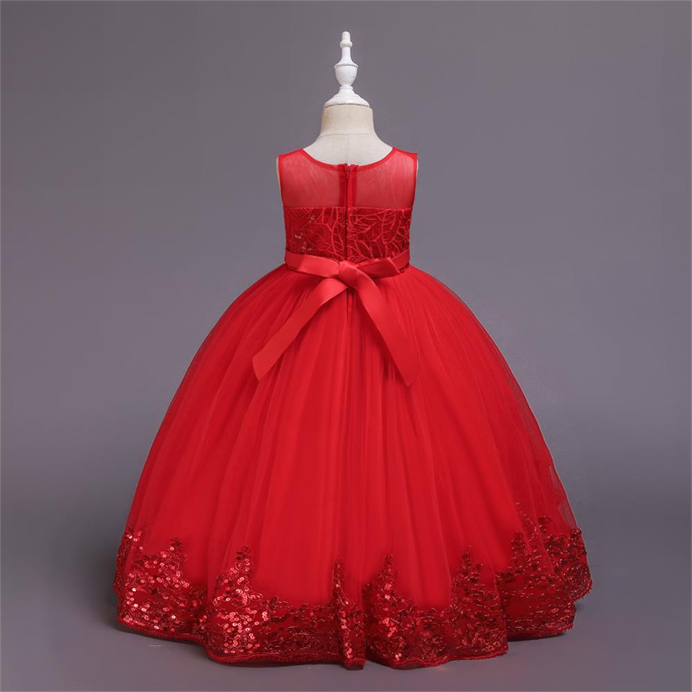 Elegant Princess Solid Color Sequins Polyester Girls Dresses display picture 3