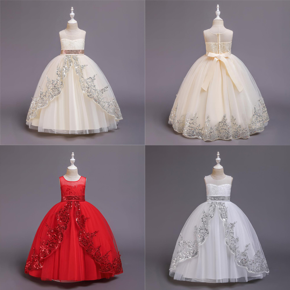 Elegant Princess Solid Color Sequins Polyester Girls Dresses display picture 1