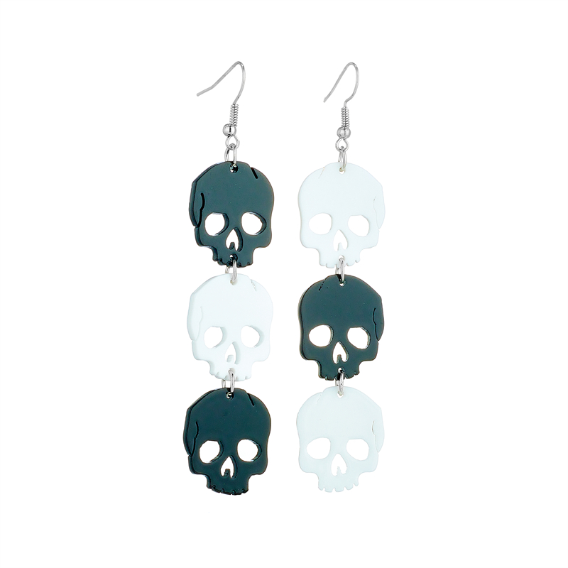 1 Pair Funny Skull Arylic Drop Earrings display picture 2