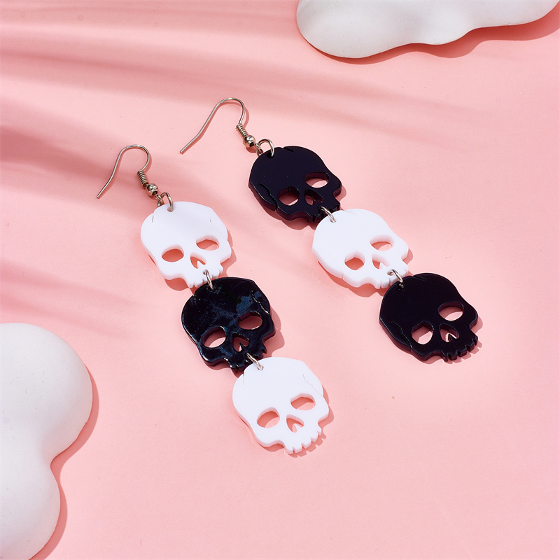 1 Pair Funny Skull Arylic Drop Earrings display picture 3