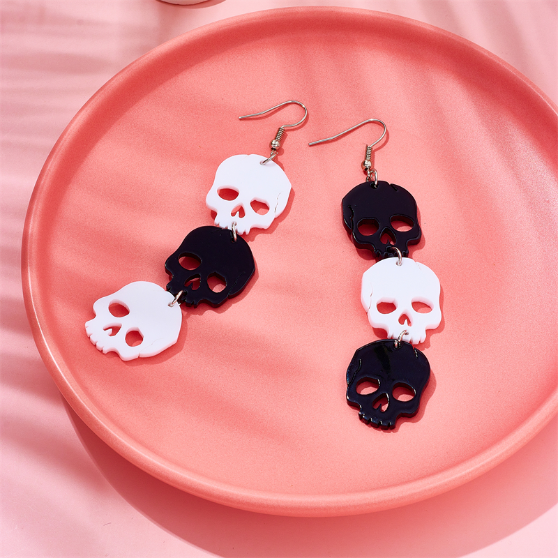 1 Pair Funny Skull Arylic Drop Earrings display picture 5