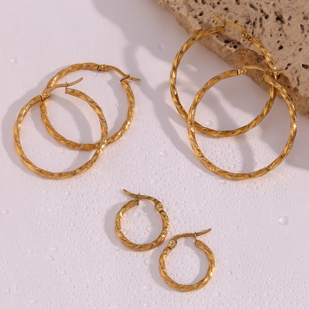 1 Pair Basic Vintage Style Classic Style Solid Color Plating Stainless Steel 18k Gold Plated Hoop Earrings display picture 14
