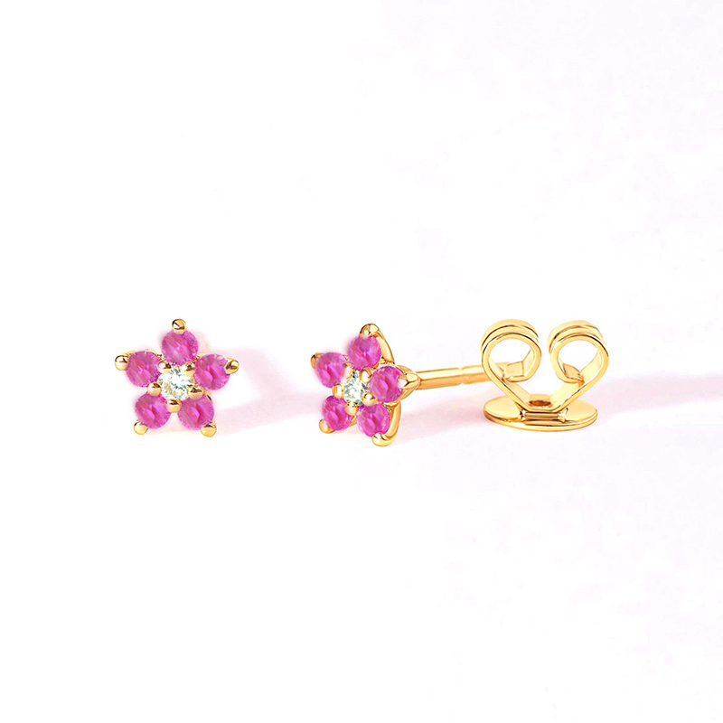 1 Pair Simple Style Flower Plating Inlay Copper Zircon White Gold Plated Gold Plated Ear Studs display picture 1