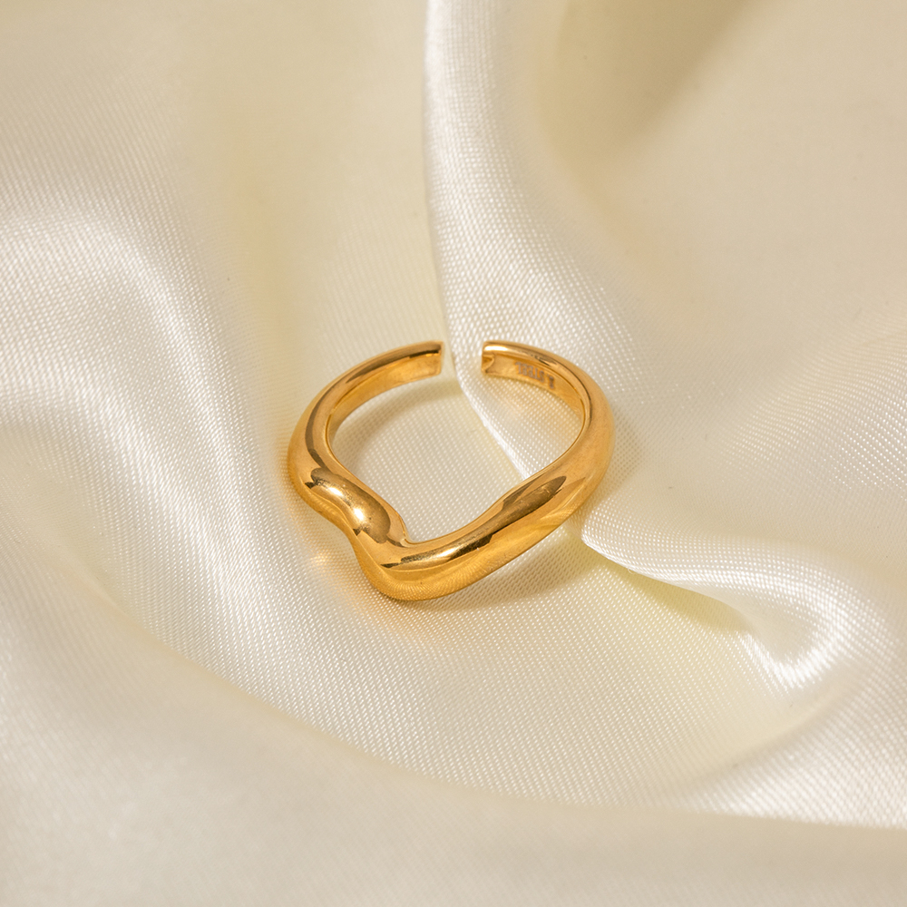 Simple Style Irregular Stainless Steel Plating 18k Gold Plated Open Ring display picture 1