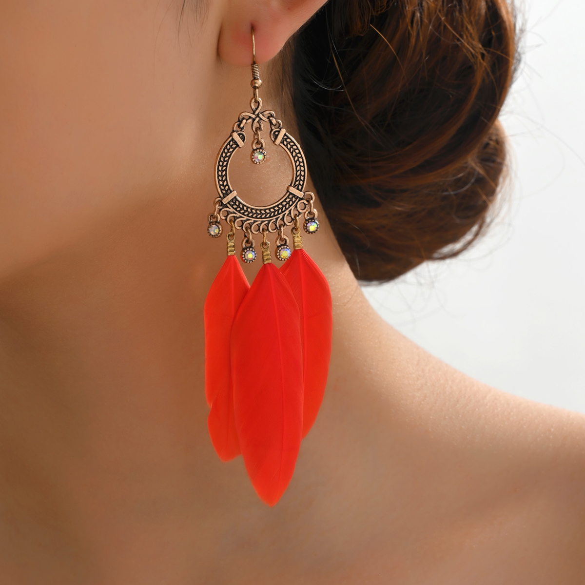 Vacation Beach Dreamcatcher Alloy Feather Handmade Tassel Plating Beads Feather Women's Drop Earrings display picture 9
