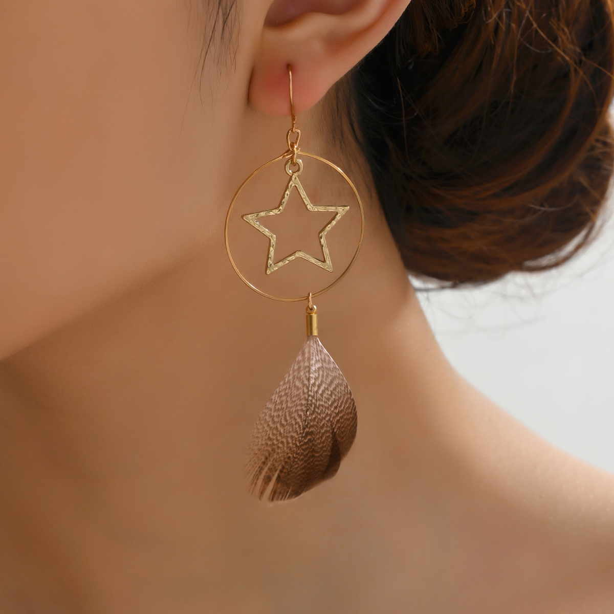 Vacation Beach Dreamcatcher Alloy Feather Handmade Tassel Plating Beads Feather Women's Drop Earrings display picture 1