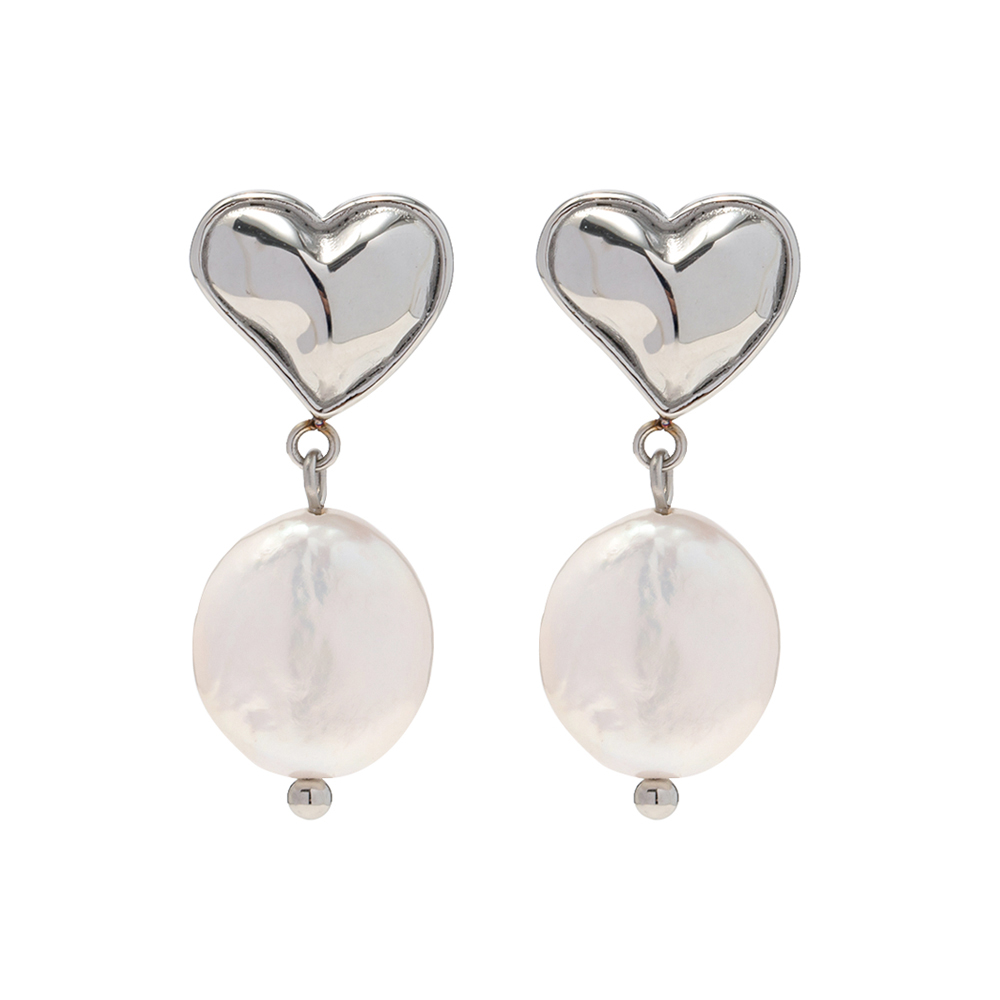 1 Pair Elegant Heart Shape Stainless Steel Pearl Plating 18k Gold Plated Drop Earrings display picture 7