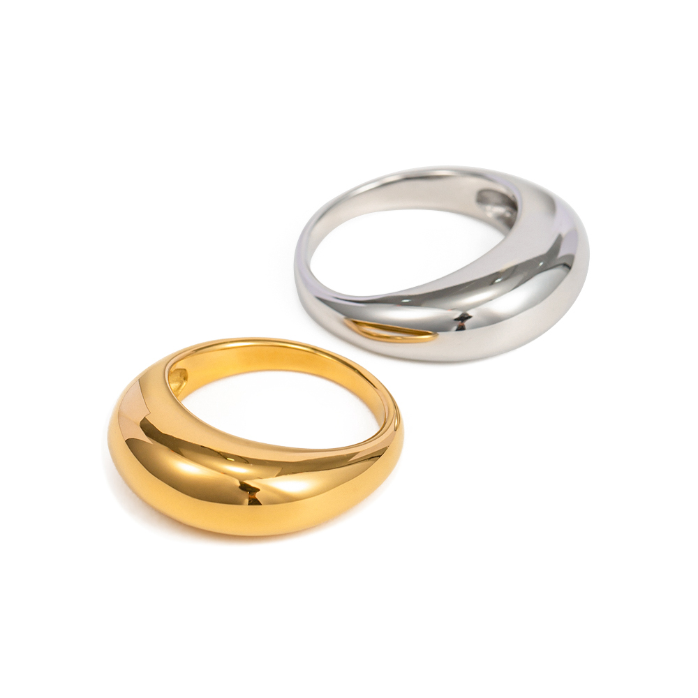 Ins Style Simple Style Solid Color Stainless Steel Plating 18k Gold Plated Rings display picture 2