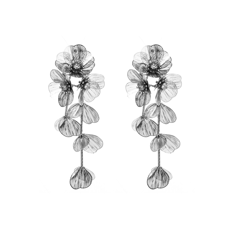 1 Pair Elegant Sweet Flower Plating Inlay Alloy Metal Rhinestones Gold Plated Drop Earrings display picture 6
